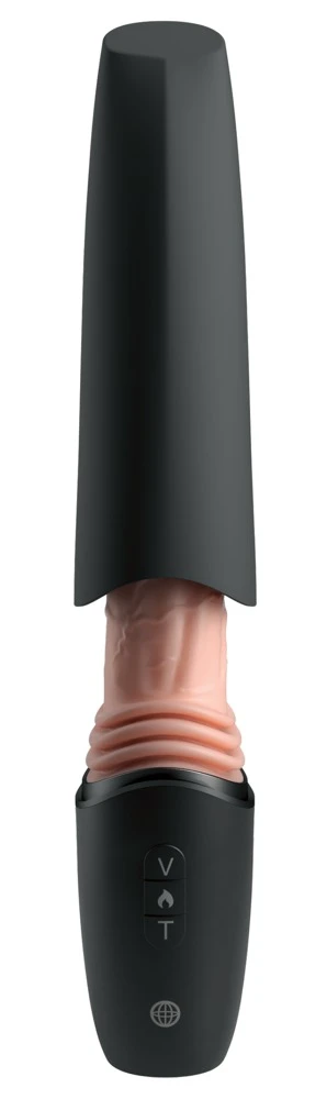KCP 5in. Sil.Thrusting Cock Pr, King Cock Plus Thrusting Cock Pro Stoßvibrator im naturgetreuen Penislook mit 10 Stoßmodi, intensiven Vibrationen und 2-stufiger Wärmefunktion