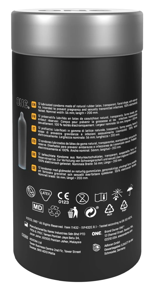 ONE Legend 12er, ONE Legend XL Kondome – transparente, extragroße Kondome aus ultraweichem Sensatex-Latex für mehr Platz, sicheren Sitz und natürlich intensives Gefühl, vegan und mit Silikonöl befeuchtet