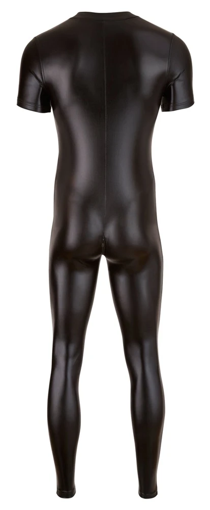 Hochelastischer Wetlook-Overall  von Svenjoyment mit langem, schmalen Bein und kurzem Arm.