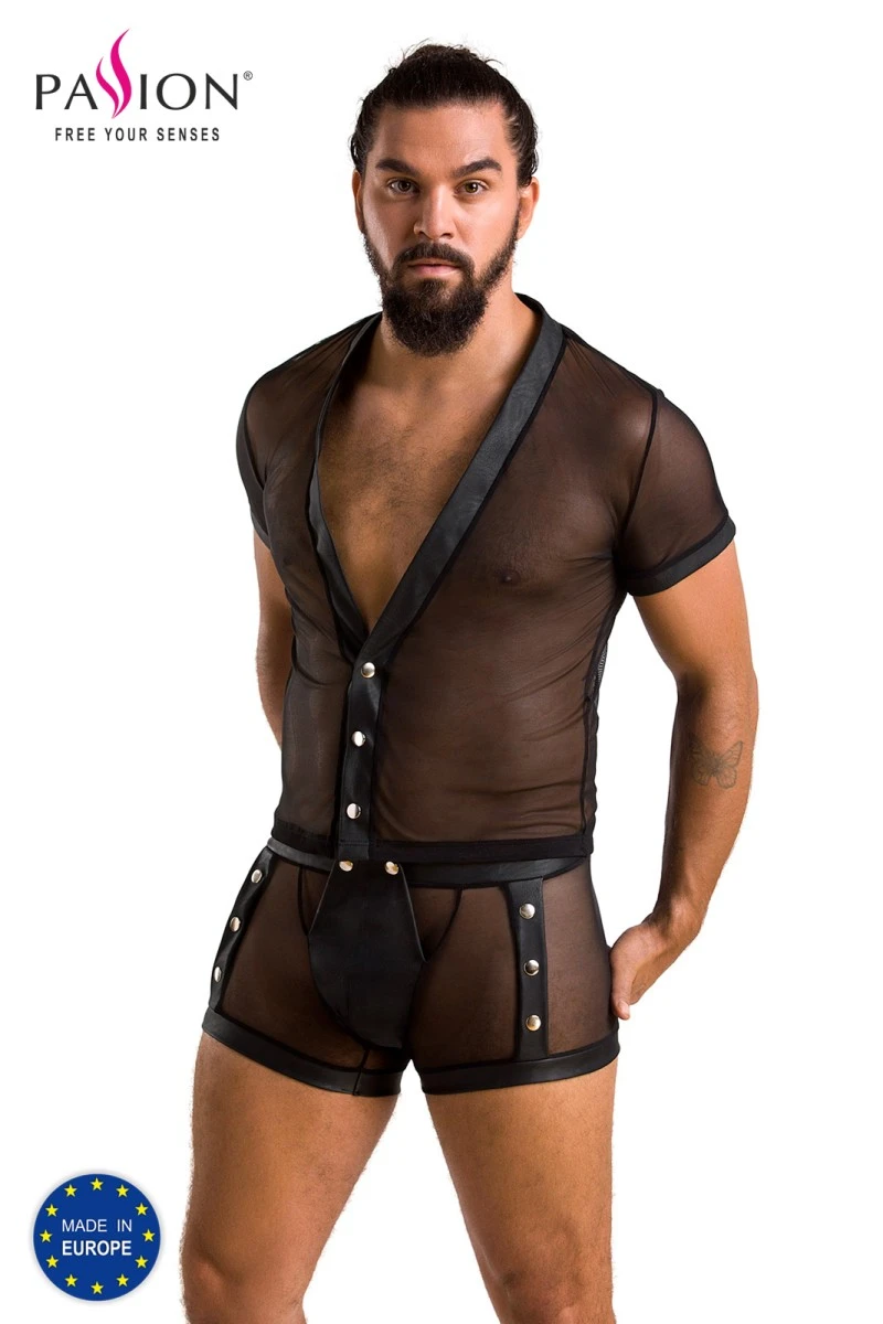 Herren Set 052 bestehend aus Hemd und Shorts aus matten Kunstleder von Passion Menswear