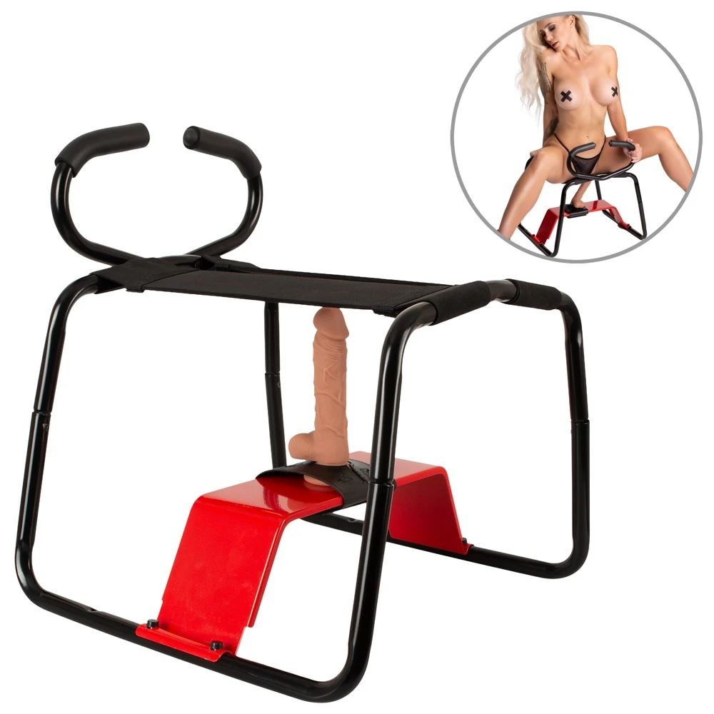 The Banger Sex Stool, Erotischer Sexhocker mit Naturdildo, Haltegriffen und Federkomfort für intensive Reitspiele und sichere Positionen allein oder zu zweit