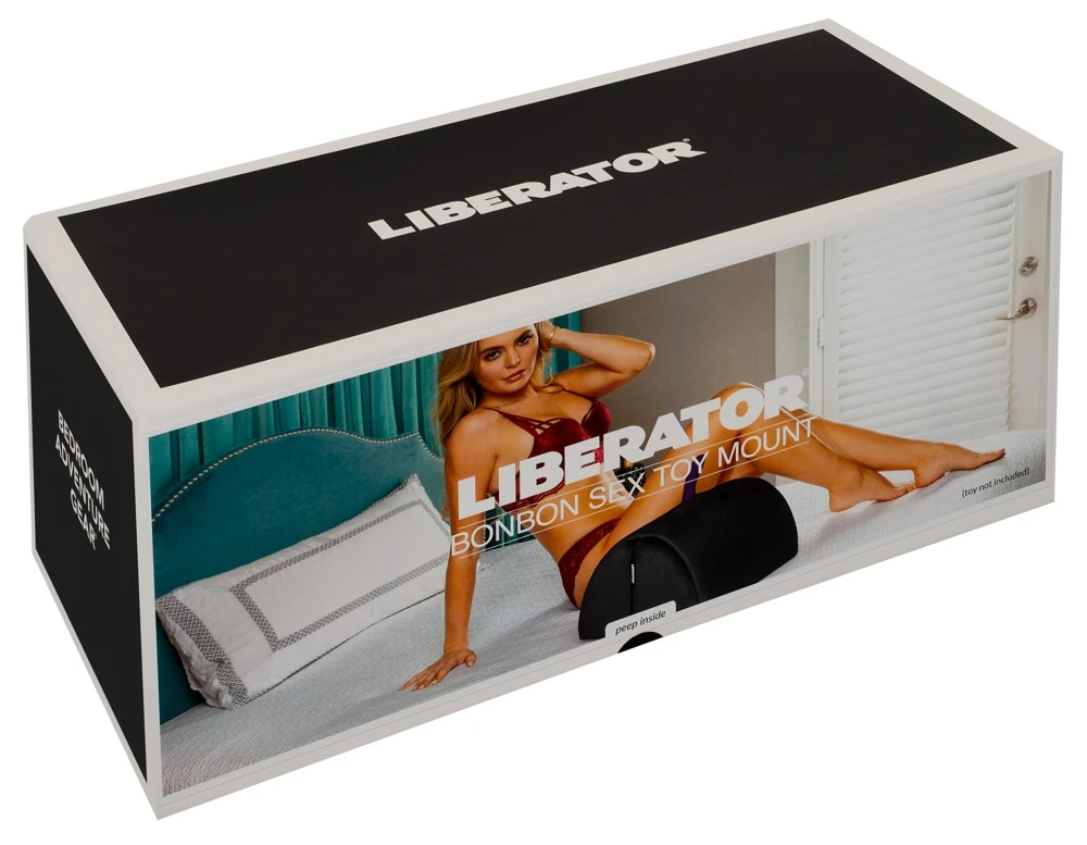 Halbrundes Kissen mit Halterung für Vibrator/Dildo, BonBon Black, Stellungskissen beim Sex, freihändiges Vergnügen