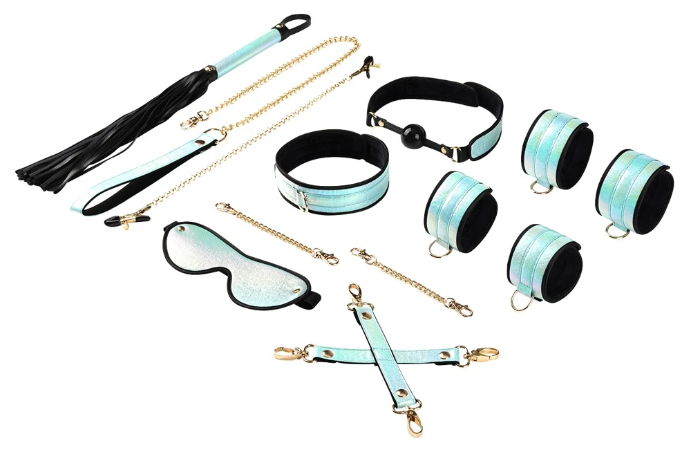 LS Vivid Sky, Verspiele deine Fantasien mit dem Fesselspiele-Set Vivid Sorairo in Glossy Skyblue – 8 aufregende Teile für besondere Momente!