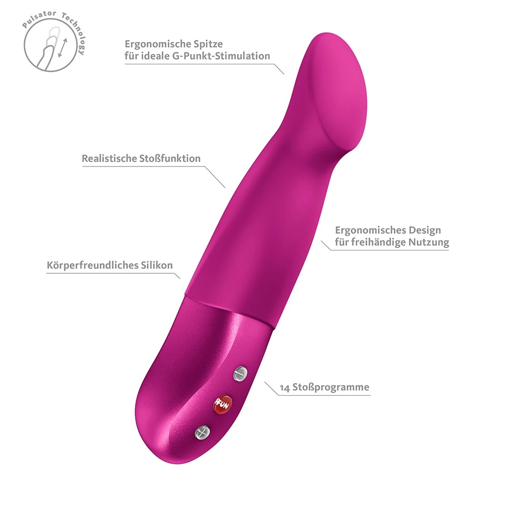 Sundaze Magenta, Fun Factory Stronic Sundaze Vibrator mit Stoßfunktion 15 Modi G-Punkt & Klitoris USB wiederaufladbar Silikon flexibe