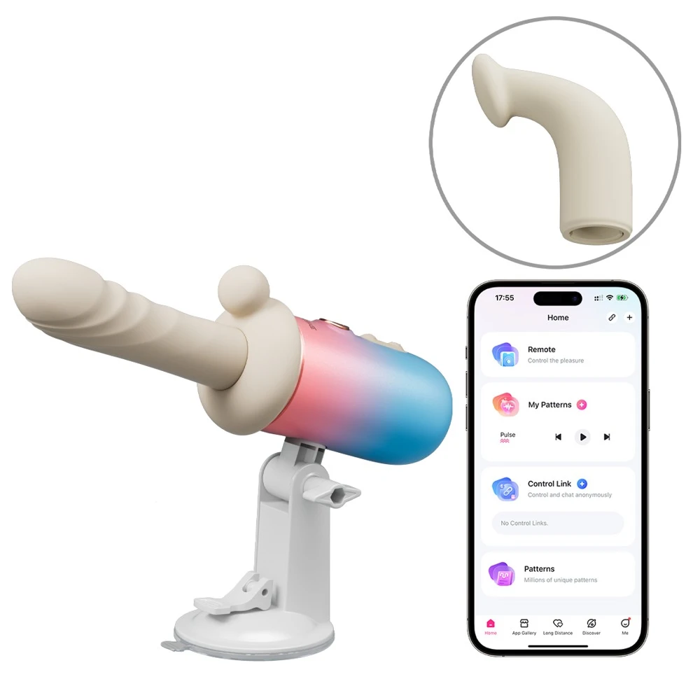 Spinel Multifunctional Vibrato, Spinel App-gesteuerter Stoßvibrator mit Vibration und Wärme, leisem Powermotor, 5-teiligem Zubehör, Dildos, Klitoris-Stimulator, Griff und Saugfuß im kompakten Reiseformat