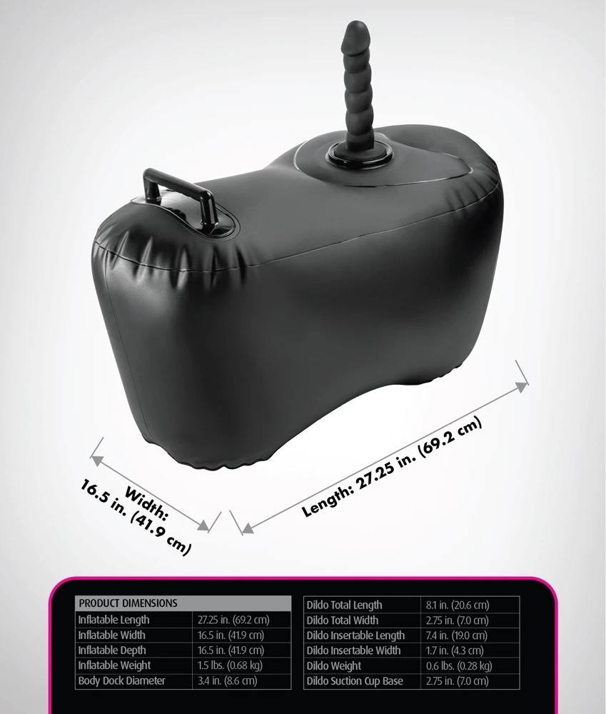 FFS Body Dock Inflatable Love Seat aufblasbares Liebeskissen mit Dildo und Haltegriff – sexy Reitsitz für wilde Höhepunkte mit stabiler Stütze, federnder Rückkehr und universeller Halterung für Saugfuß-Toys