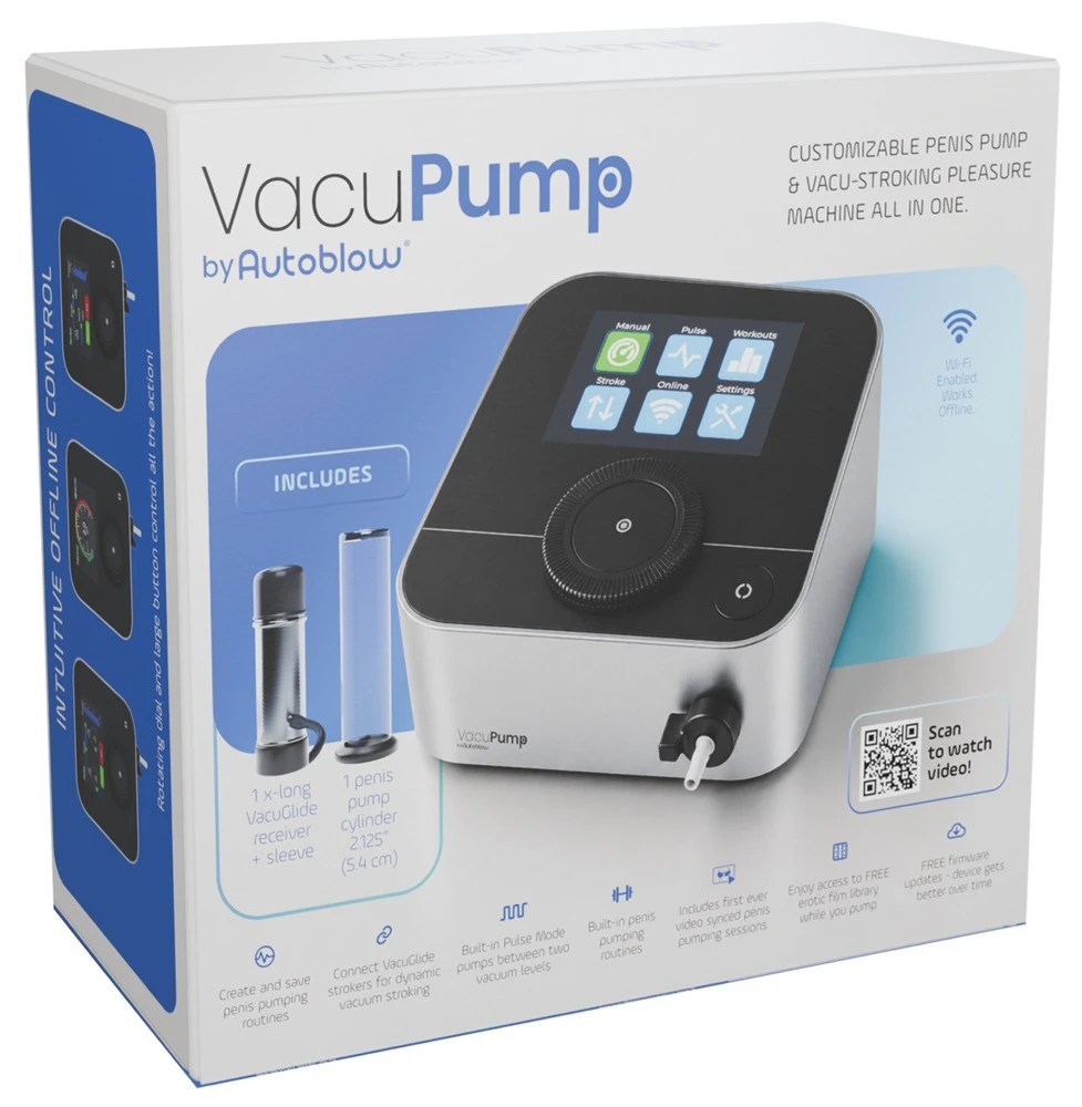 Vacupump (by Autoblow), Elektronische Penispumpe VacuPump von Autoblow – 4 Funktionen mit Pumpen, Pulsprogrammen und Stroking inklusive VacuGlide-Aufsatz