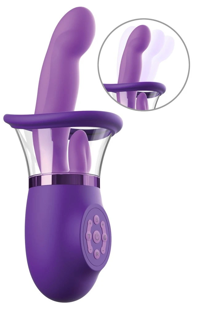 FFH Pleasure Pro Plus Purple, Intensiv stimuliert von innen und außen: 5 Motoren, saugende Lustschale und vibrierende Leck-Zunge für dein nächstes Lustlevel