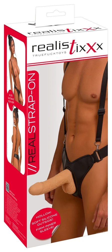 Realistixxx Strap-On Hollow, realistixxx Strap On Hollow – Aufreizender Strap-on mit hohlem Silikondildo zur Penisverlängerung, verstellbarem String für Pegging und Rollenspiele