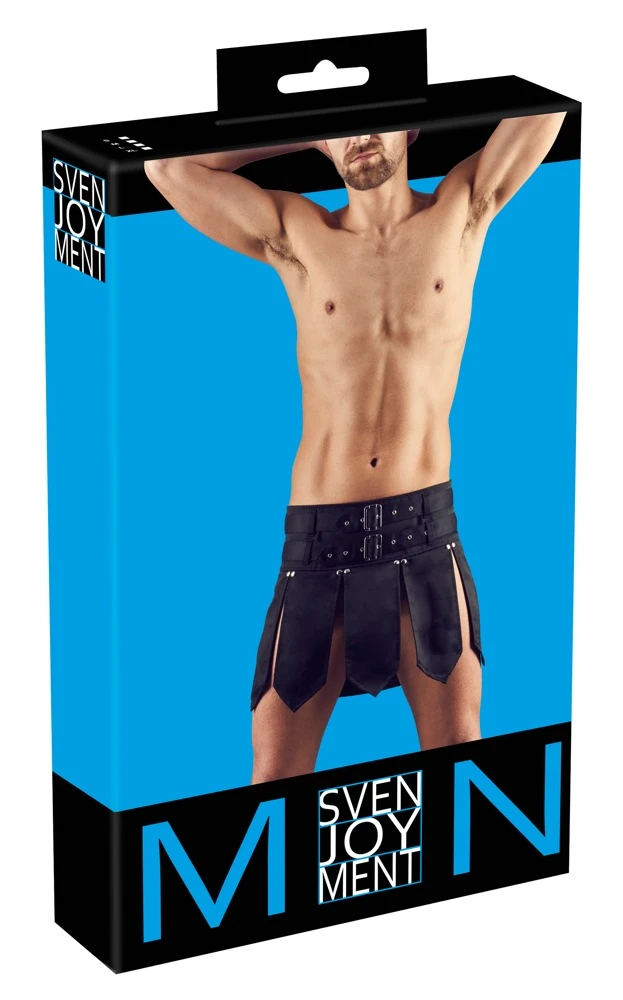 Schwarzer Rock von Svenjoyment im Gladiator-Style mit zwei Gürteln. Hinten mit Stretch.