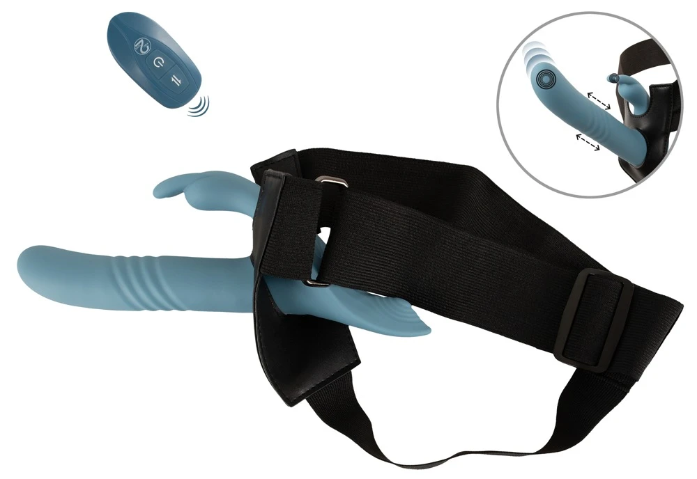 You2Toys Strap-on Set mit Harness, Rabbit-Vibrator & Fernbedienung, 3 Motoren, 7 Modi für doppelten Genuss Your Strap-On Rabbit Vibrator