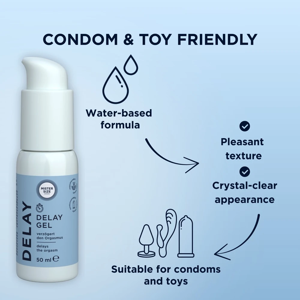 Mister Size Delay Gel 50 ml, Mister Size Delay Gel für Männer mit Nelkenöl und kühlendem Effekt zur natürlichen Verzögerung und intensiverem Liebesspiel