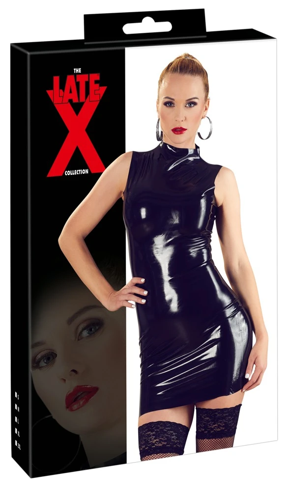 Ärmelloses Minikleid aus Naturlatex mit kleinem Stehkragen. Sitzt schön eng wie eine zweite Haut.