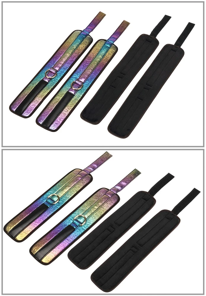 LS Vivid Rainbow, Vivid Niji 8-teiliges Fesselspiele-Set: Bondage in schillerndem Glossy Rainbow mit Fesseln, Peitsche und mehr!