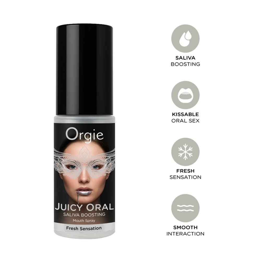 Orgie Juicy Oral 15ml, Orgie Juicy Oral Mundspray Minze für feuchte Intimküsse & gleitendes Oralsex-Spiel mit Frischekick