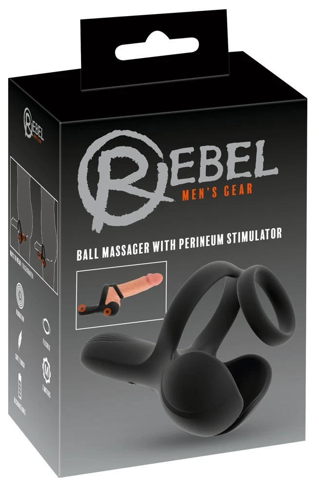 Rebel Ball Massager w Perineum, Hodenvibrator mit Damm-Stimulator, Penis- & Hodenring, 10 Vibrationsmodi, kraftvolle Doppelvibration für Männer – Rebel
