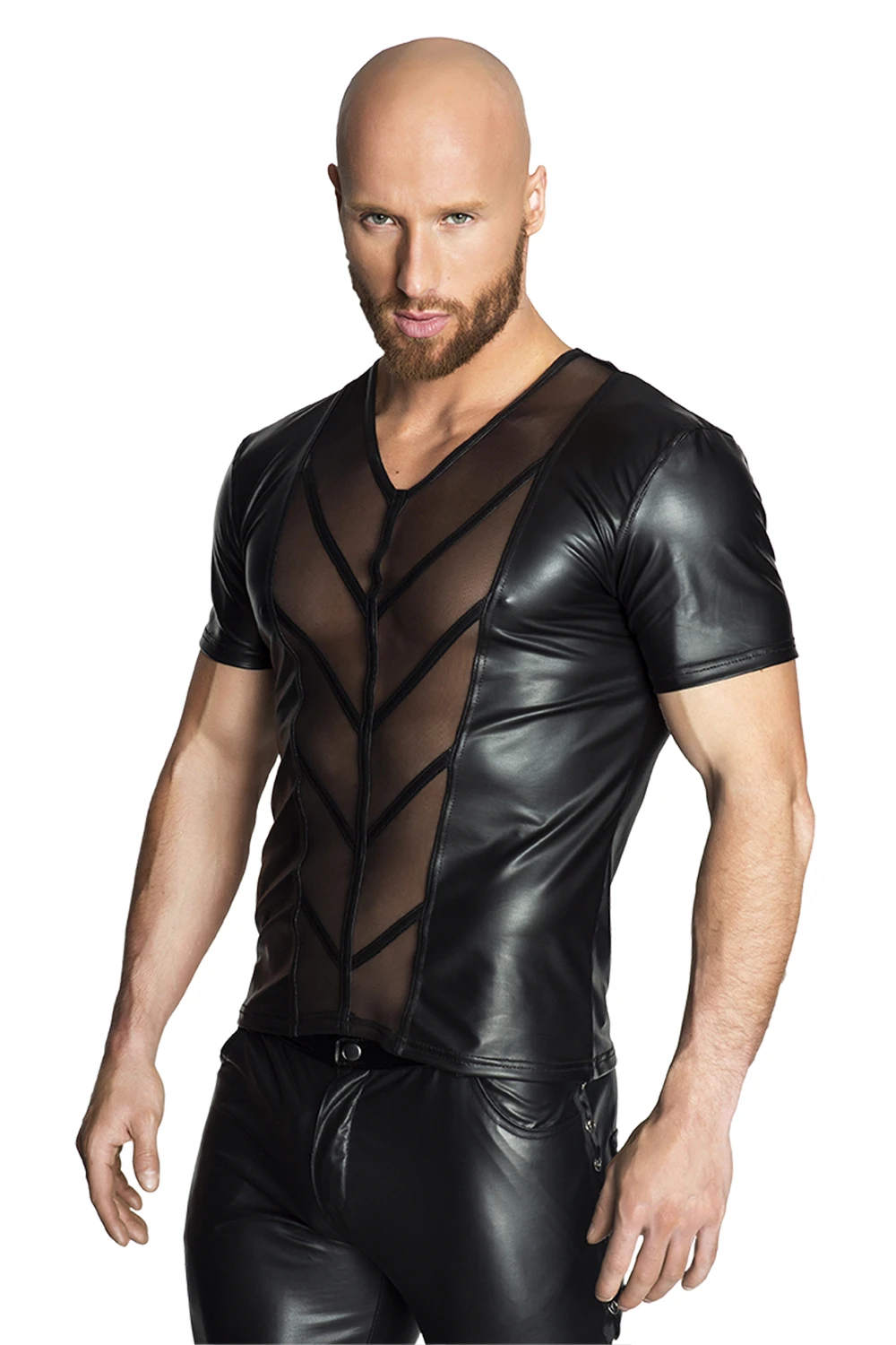Herren Shirt mit transparentem Tülleinsatz von Look Me