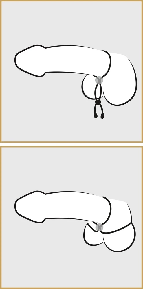 Der Cock Ring von Bad Kitty verbindet einen Hodenring und 3 Penisringe mit einem geriffelten Verbindungssteg.