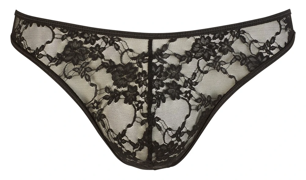 Svenjoyment schwarzer Slip aus elastischer Spitze in schwarz.
