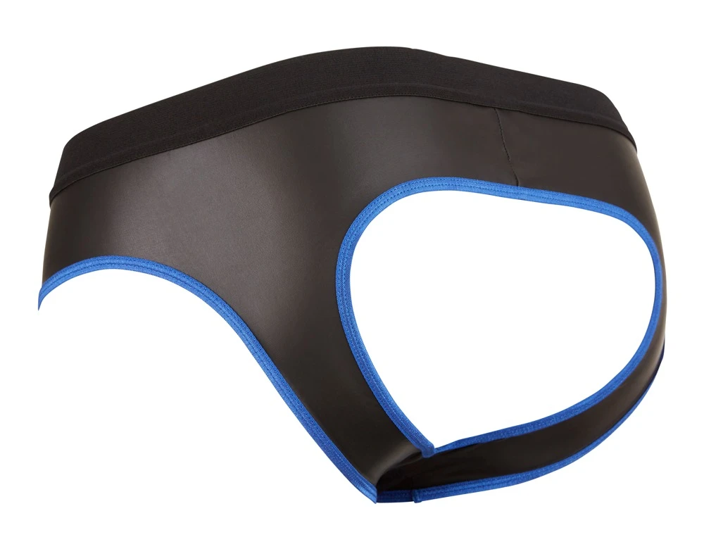 Matt glänzender und pofreier Jock in Neopren-Gummi-Optik.  Mit Front-Zip, der zum Zugreifen einlädt.