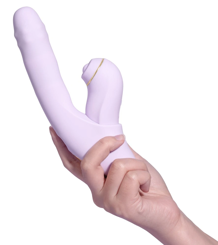 DuoGlow Pastel Lilac, DuoGlow 2-in-1 Toy mit stoßendem Perlenvibrator und pulsierendem Stimulator, einzeln oder kombiniert nutzbar, flüsterleise Power direkt oder bequem per App steuerbar