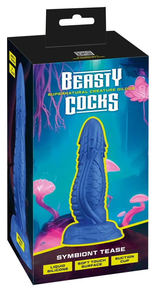 Beasty Cocks Symbiont Tease, Mystischer Dildo im Fantasy-Penislook mit Metallic-Optik, Saugfuß und reizvollen Strukturen für intensives freihändiges Spie