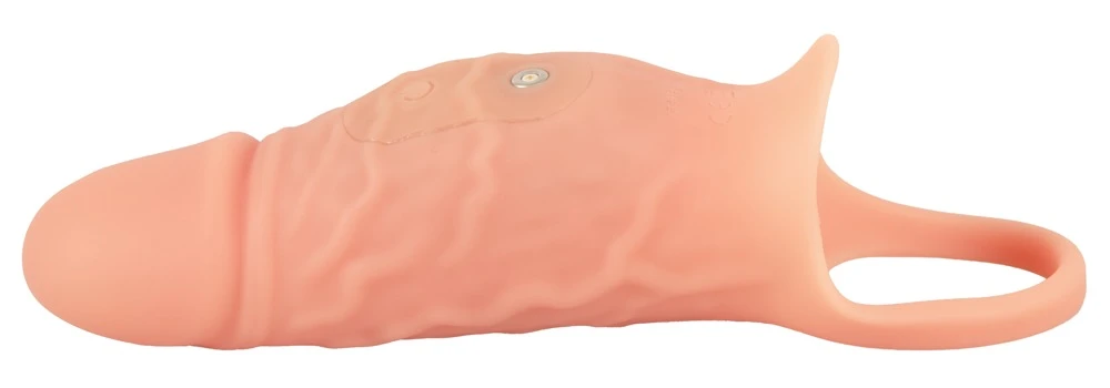 Realistixxx Penis Sleeve Close, Vibro-Penissleeve mit Hodenring 10 Vibrationsmodi, vergrößert den Umfang und unterstützt die Erektion für intensiven Genuss.
