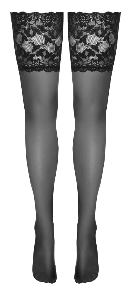 Cottelli Luxuriöse Eleganz: Schwarze halterlose Strümpfe mit 14 cm Spitzen-Abschluss