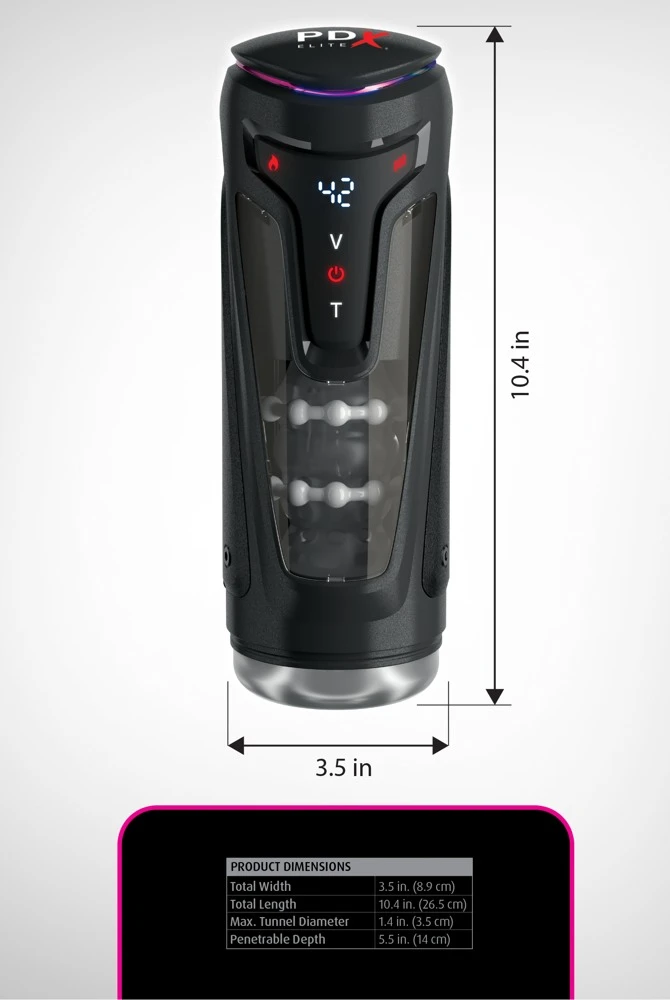 PDXE Moto-Bator Pro Light, Kraftvolle Stoßmassage, intensive Vibration & Wärmefunktion, der Moto-Bator Pro sorgt für heiße Höhepunkte mit Stil.