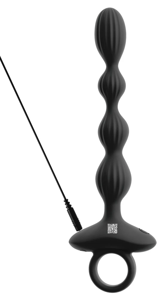 ANOS Flexible Anal Beads, ANOS Anal Beads mit 2 Motoren und Jumping Vibrations – flexibler rillenstrukturierter Analkugelstrang mit 10 intensiven Modi