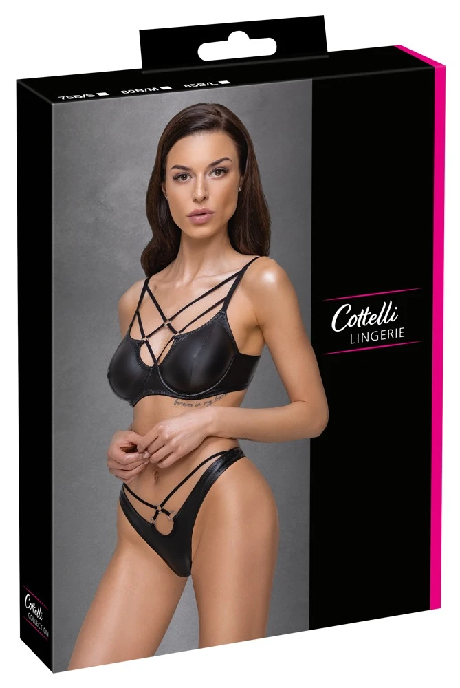 Cottelli LINGERIE BH und Riostring Set Dessous Set edler Mattlook Bondage Style Cottelli LINGERIE BH und Riostring Set Dessous Set edler Mattlook Bondage Style