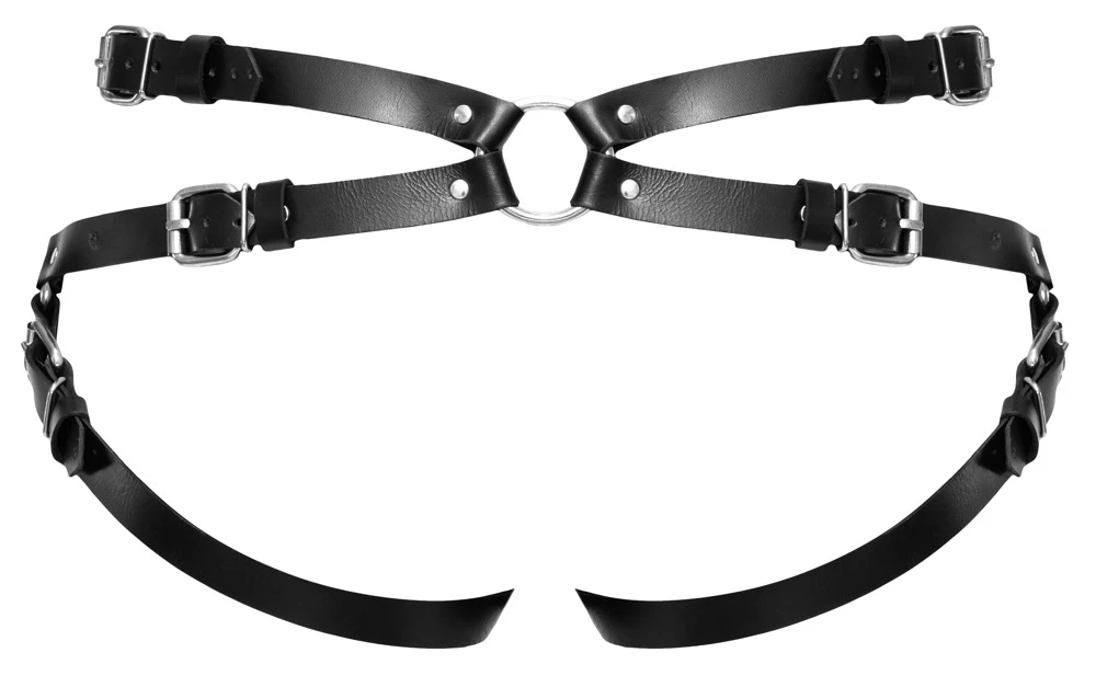 Vielfach verstellbarer Strap-on-Hüftgurt aus Leder von ZADO. Universell benutzbar mit vielen Dildos und Vibratoren, die einen Saug- oder Standfuß besitzen.