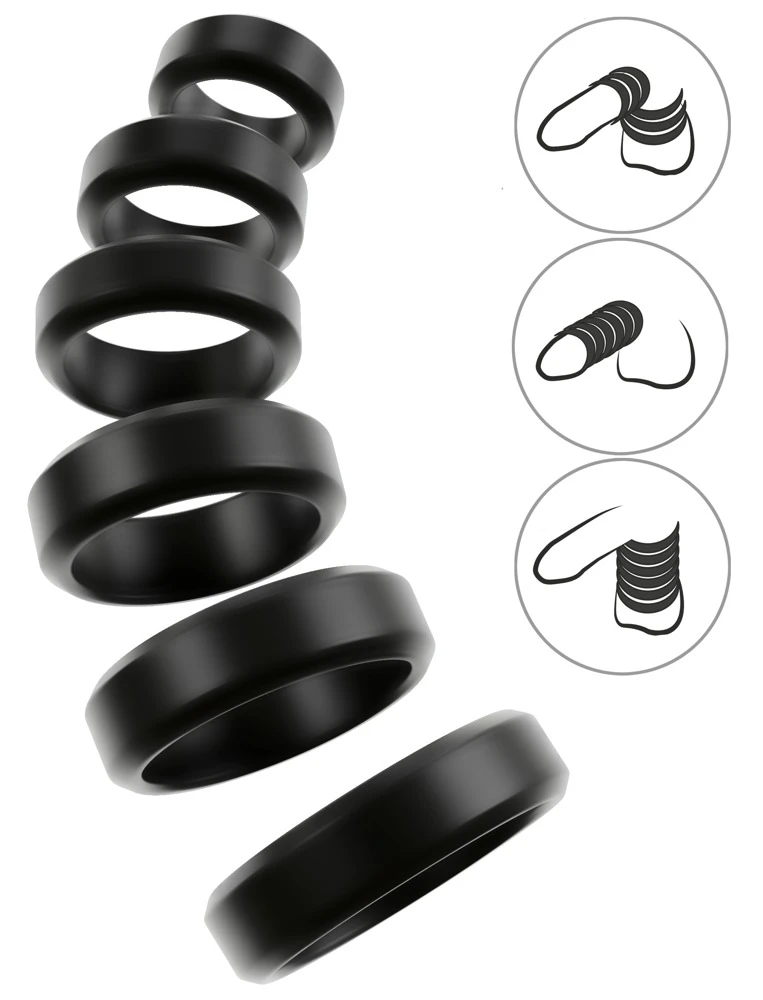 You2Toys Cock & Ball Stretching Kit mit 6 Silikonringen, dehnbar, anschmiegsam, einzeln oder kombiniert tragbar Cock&Ball Kit Strong&Stretchy