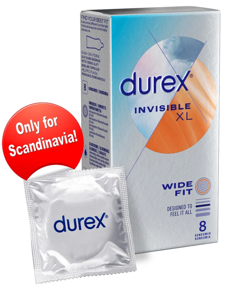 Durex Invisible XL: Das dünnste Kondom mit Easy-on-Passform, Reservoir und dermatologischer Sicherheit für unbeschwerten Spaß