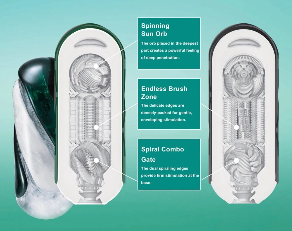 Tenga Flip 360 Midnight Purple, TENGA Flip 360 Masturbator – aufklappbar, Spiral-Drehdesign für 360° Rundum-Stimulation mit Pressure Pads, inkl. Gleitgel sofort startklar