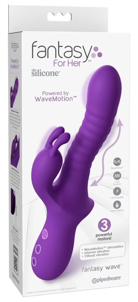 FFH Fantasy Wave Purple, Rabbitvibrator Fantasy Wave von Fantasy For Her – geriffelt mit 3 starken Motoren, WaveMotion-Technologie und pulsierender Wellenmassage