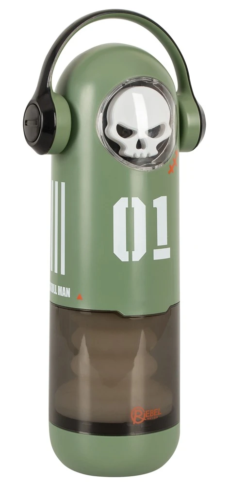 Rebel Skull Masturbator 3, Rebel SKULL Masturbator mit 3 Funktionen in cooler Totenkopf-Optik, rot leuchtenden Augen, Wärme-, Vibrations- und Stoßfunktion für intensives Solo-Vergnügen