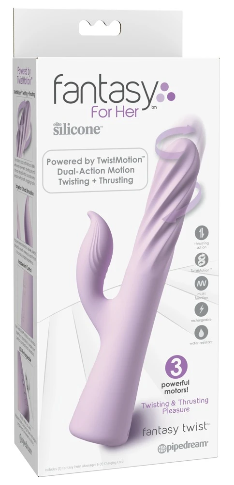 FFH Fantasy Twist Purple, Rabbitvibrator Fantasy Twist von Fantasy For Her – Spiral-Design mit 3 starken Motoren, TwistMotion und rotierenden Stoßbewegungen