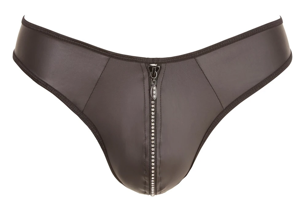 Schwarzer String von Svenjoyment in edler Neopren - Optik mit glitzerndem Eyecatcher. Schwarzer String von Svenjoyment in edler Neopren - Optik mit glitzerndem Eyecatcher.