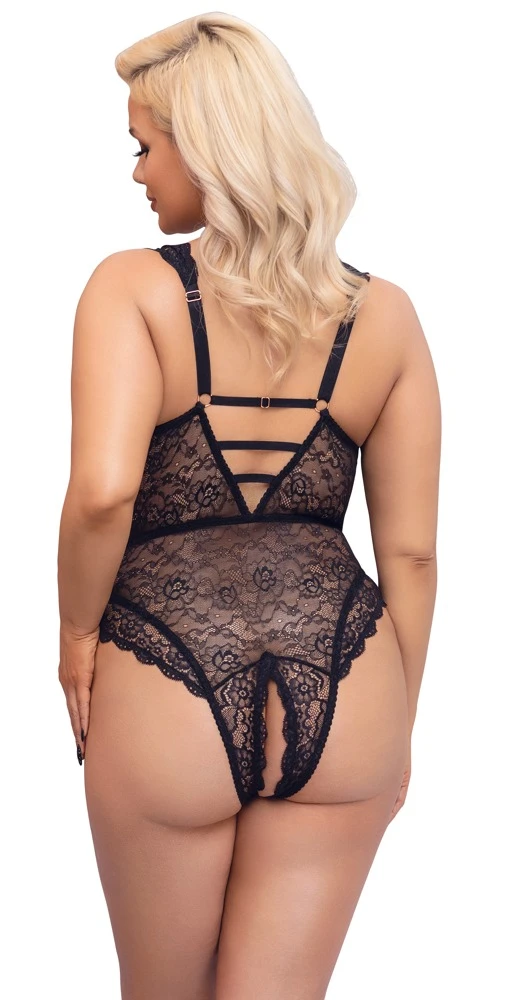 Cottelli Body aus weicher Stretch-Spitze mit einladend ouvert im Schritt