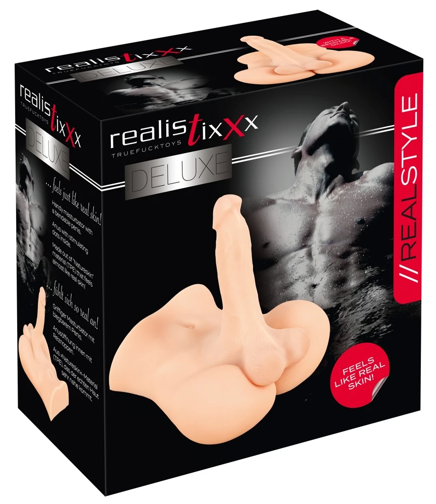 Realistixxx Deluxe Man 02, Realistischer Torso-Masturbator Deluxe Man 02: Intensives Erlebnis mit biegsamem Penis, strukturierter Lusttunnel & Hoden