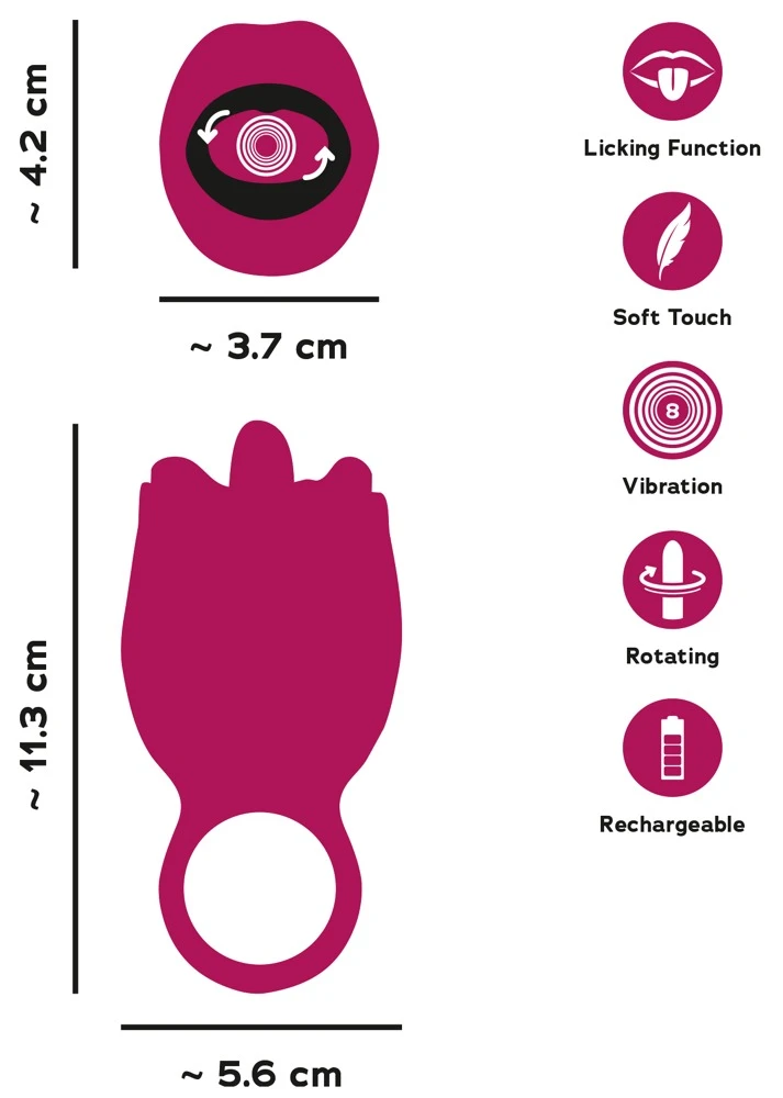 Oral Fun Tongue Vibrator, You2Toys Oral Fun Auflegevibrator mit Vibro-Zunge & Haltering – kreiselnde Zungenbewegung, 8 Stimulationsmodi für Klitoris & Hotspots