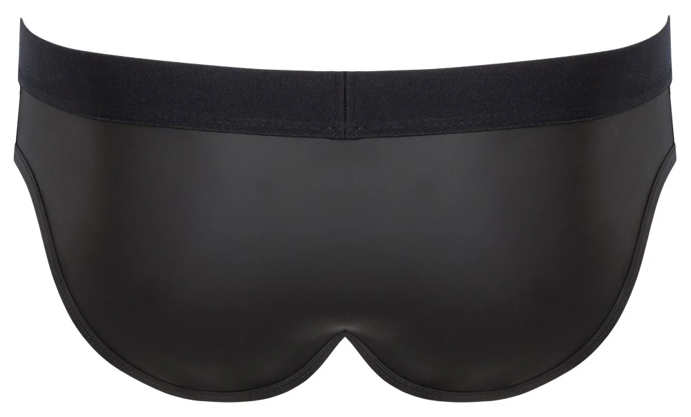 Slip von Svenjoyment mit gepolstertem Beutel für eine markante Frontwölbung. Edler schwarzer Mattlook mit Netz-Einsätzen vorne.