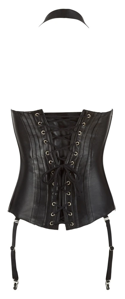 Corsage von ZADO aus Lammnappa-Leder mit Steppung im Biker-Style und Taillenband. In der Front mit durchgehendem Reißverschluss und Schnallen.