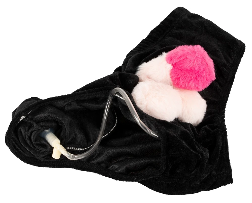 Slip mit aufblasbarem Penis, Plüsch-Penis Slip Schwarz mit aufpumpbarem Penis – frecher Unisex Spaß für Partys, JGAs und heiße Nächte mit verstecktem Pumpball