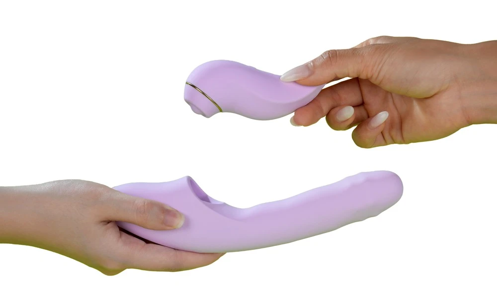 DuoGlow Pastel Lilac, DuoGlow 2-in-1 Toy mit stoßendem Perlenvibrator und pulsierendem Stimulator, einzeln oder kombiniert nutzbar, flüsterleise Power direkt oder bequem per App steuerbar
