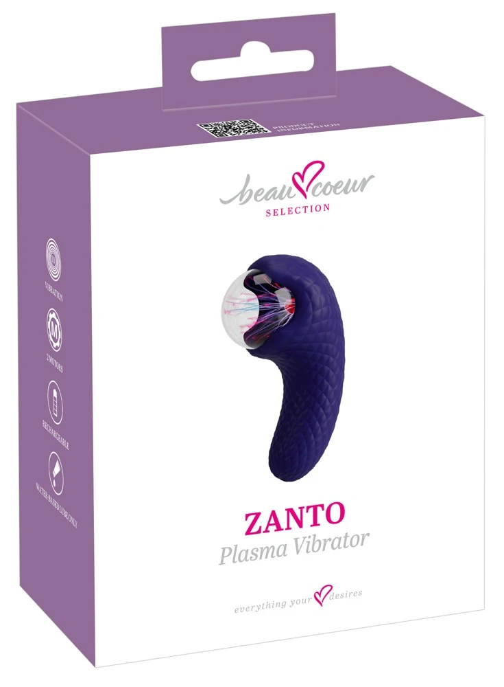beau coeur Zanto Plasma Vibrat, ZANTO Plasma Vibrator von beau cœur – beidseitig verwendbarer Lustspender mit leuchtender Glaskugel, zwei starken Motoren und magischer Vibration für intensive innere und äußere Stimulation