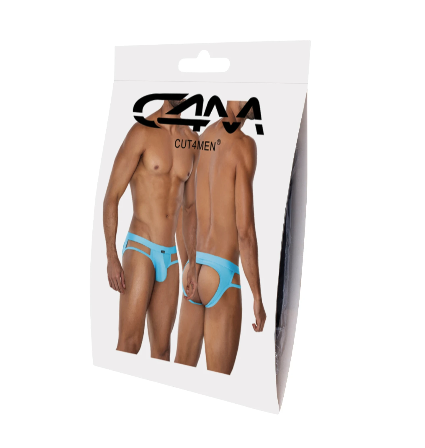 Web Jockstrap C4MSPX23, Markanter Style in Türkis: Weicher Web Jockstrap von CUT4MEN mit formendem Suspensorium, Längsnaht und gummiertem Frontlogo