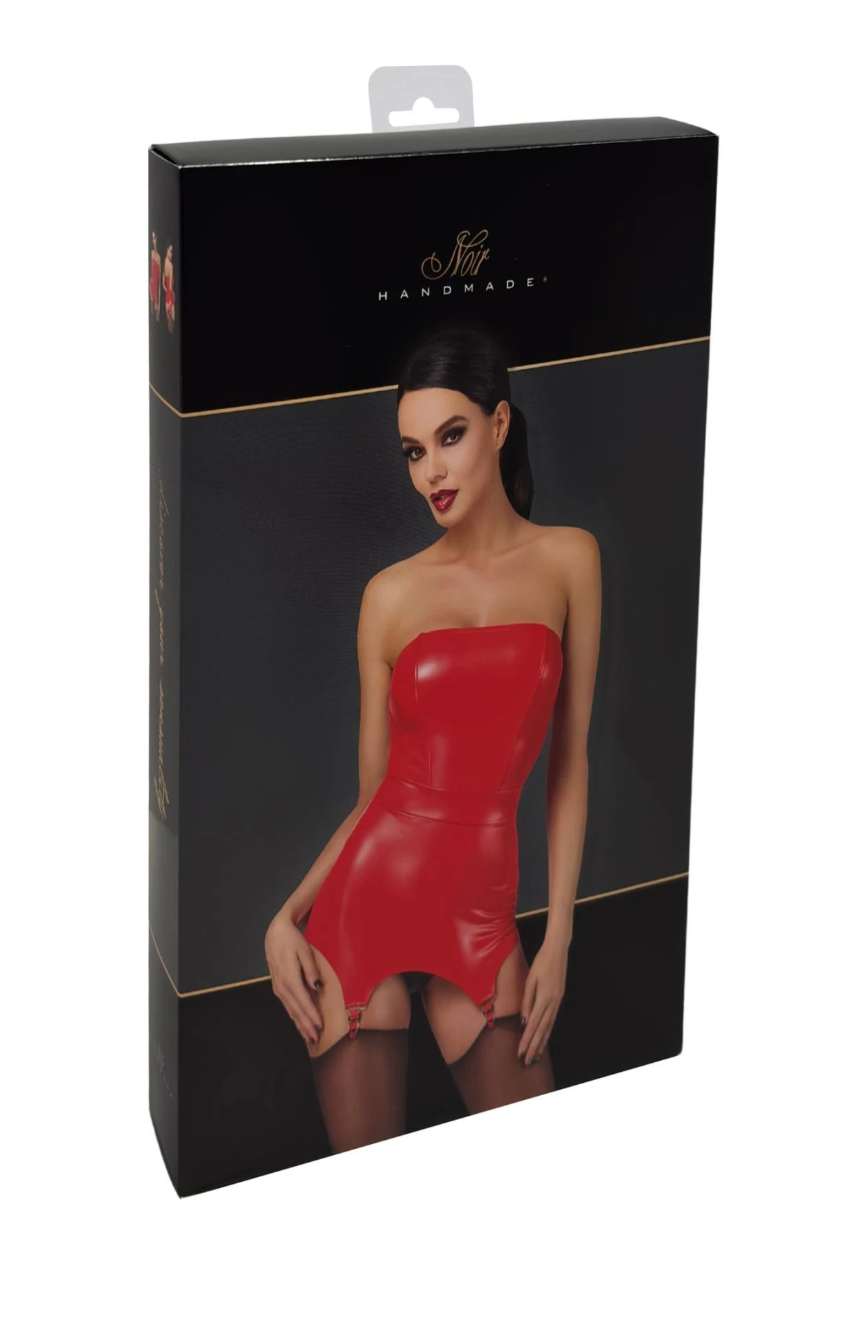 F368 Bombshell Fierce Kinky Corsagen-Kleid Rot – hautenges Powerwetlook-Design mit figurformender Korsett-Silhouette, edlen Metall-Strapsclips und sexy Reißverschluss hinten für einen atemberaubenden Look voller Feuer und Leidenschaft