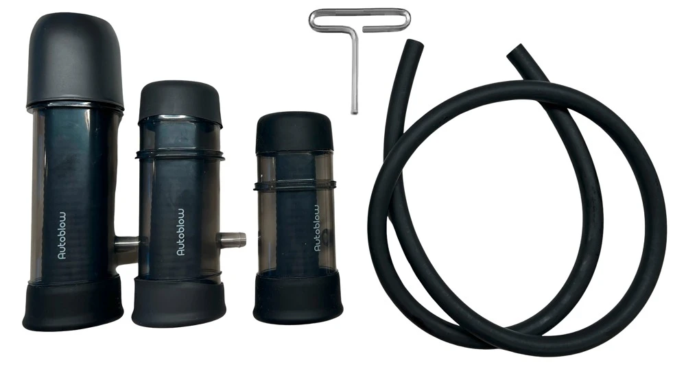 VG Large accessories pac, VacuGlide Zubehör-Set von Autoblow mit 3 Zylindern, 3 Sleeves in S, M, L sowie Ventilkappe und Schlauch für volle Einsatzbereitschaft